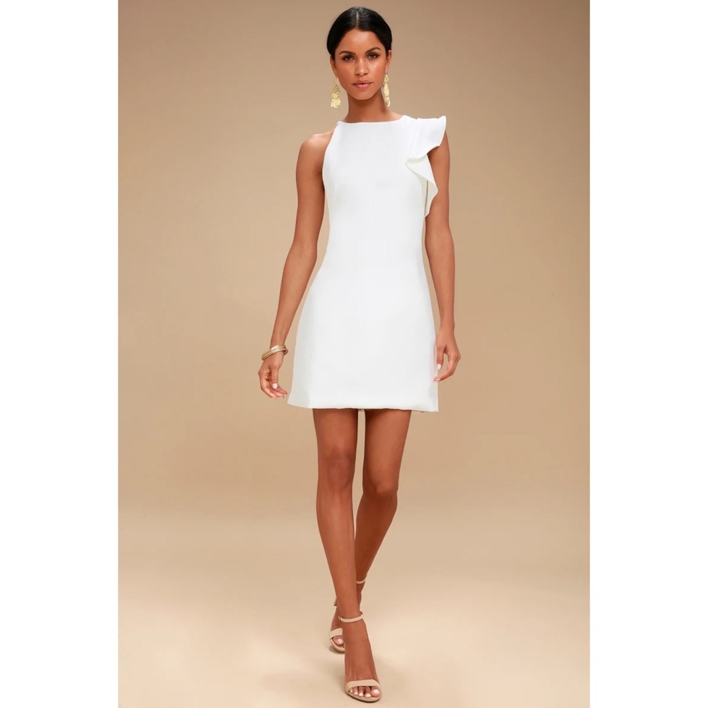 Lulus Dinah White One-Shoulder Dress